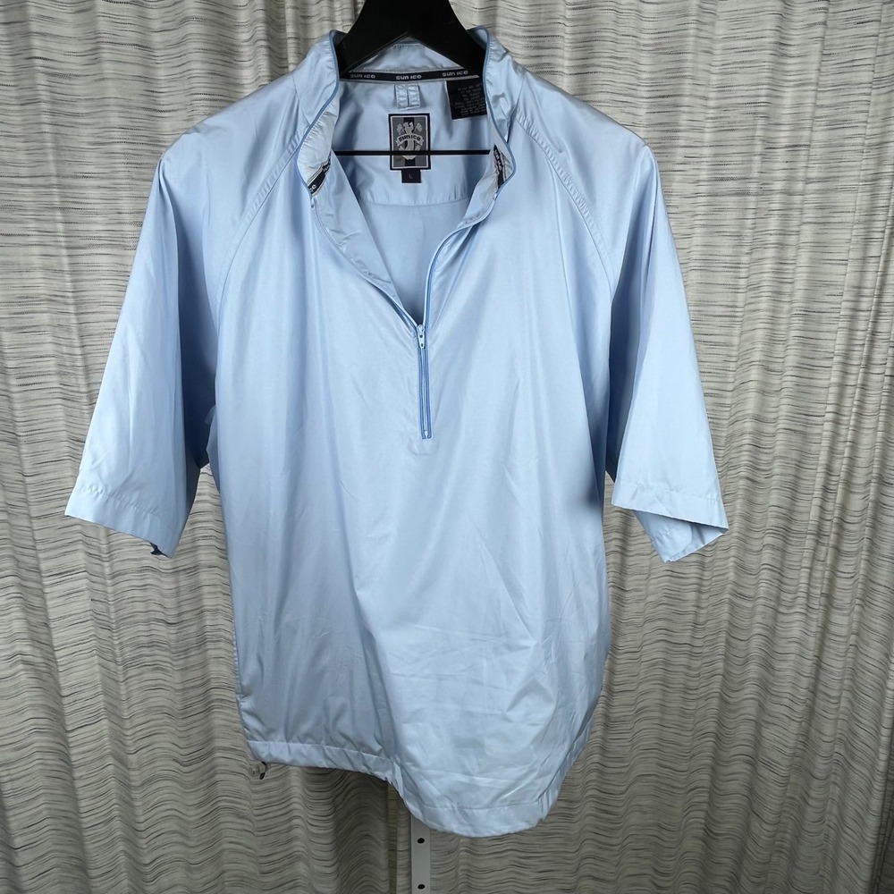 Sunice Mens Golf Windshirt Quarter Zip Short Sleeve Blue Pullover 3679U Large